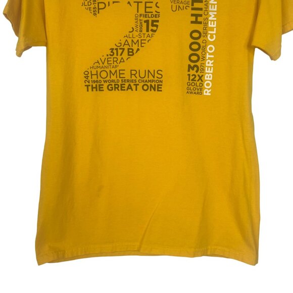 Pittsburgh Pirates Roberto Clemente Tribute Sugardale TShirt Yellow Size Small - Picture 4 of 9